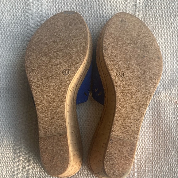 Blue Suede Wedge Shoes - Picture 2 of 4